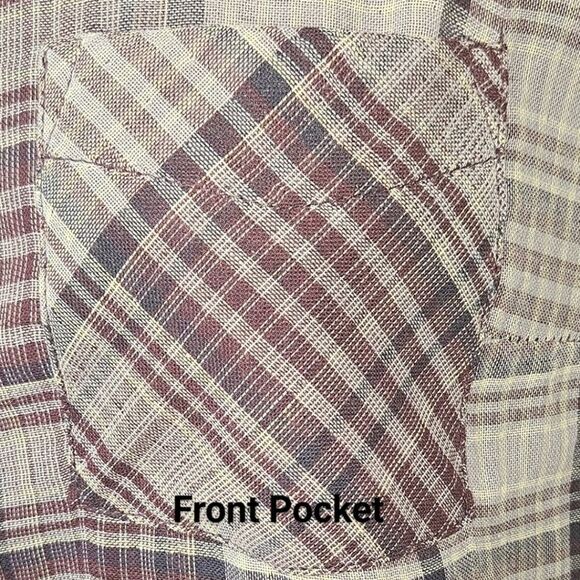 MAURICES Women's Purple & Grey Ornate Long Sleeve Button Front Shirt Size Large - Picture 5 of 16